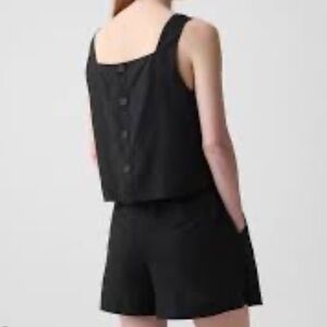 Gal Black Sleeveless Linen Top XL